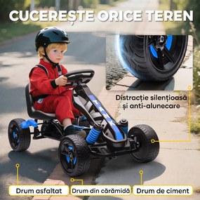 AIYAPLAY Kart cu pedale pentru copii 3-6 ani, max. 50 kg, cu suport pentru pahar și roți EVA antiderapante, albastru | Aosom Romania