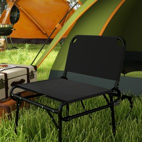 Outsunny Set de 2 Scaune Pliante Multifuncționale, Scaun de Camping, Cadru Metalic și Țesătură Oxford, 51x58x72 cm, Negru | Aosom Romania