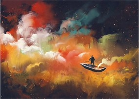 Tablou pe sticlă - Om navigând prin spațiu (70x50 cm)