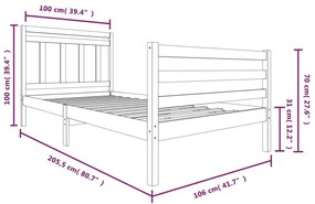 Cadru de pat, 100x200 cm, lemn masiv Maro, 100 x 200 cm