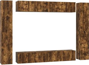 vidaXL Set dulapuri TV, 10 piese, stejar fumuriu, lemn prelucrat