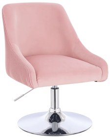 HR920N Scaun Roz Pudra din Catifea cu Bază Cromata