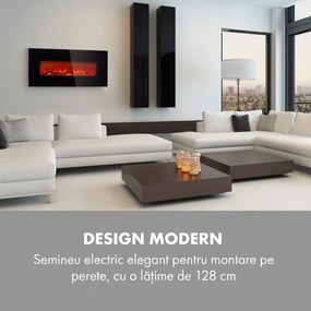 Klarstein Lausanne Long, Șemineu electric, 1600W, 2 setări de temperatură, 128 cm