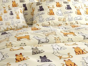 Lenjerie de pat din polibumbac COLORED CATS POLY crem Dimensiune lenjerie de pat: 70 x 90 cm | 140 x 200 cm