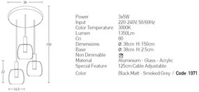 Lustra LED cu 3 pendule design modern Vicun negru 38cm