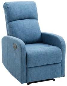 HOMCOM Fotoliu Relax Rabatabil Manual cu Taburet Capacitate maxima 125kg Tesatura de Lin 66 × 95 × 99cm Albastru