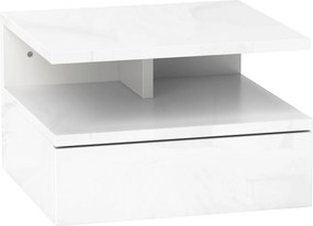 HOMCOM Set de 2 Noptiere Suspendate cu Sertar și Raft Superior din Lemn, 35x32x22.5 cm, Alb Lucios | Aosom Romania