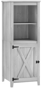 Outsunny Căsuță de unelte cu ușă de grajd, rafturi reglabile, design subțire, lemn de brad, Gri deschis | Aosom Romania