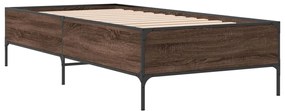 844990 vidaXL Cadru de pat, stejar maro, 90x190 cm, lemn prelucrat și metal