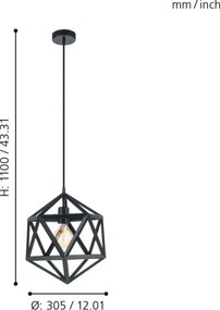 Eglo 49761 - Lampa suspendata EMBLETON 1xE27/60W/230V