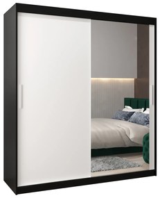 Dulap de haine 180 cm Toki 2 (negru mat + alb mat). 1065003
