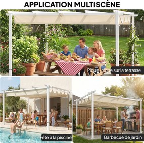 Outsunny Pergolă de grădină cu acoperiș retractabil, foișor autoportant, bej | Aosom Romania