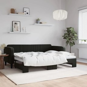 vidaXL Pat de zi cu extensie, negru, 80x200 cm, catifea