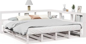 vidaXL Pat cu bibliotecă fără saltea, 180x200 cm, lemn masiv de pin