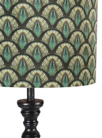 Lampă de podea clasică neagră cu abajur cu model de păun 40 cm - Classico