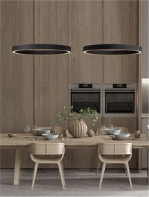 Lustra LED design circular ELOWEN negru, diametru 80cm