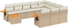 vidaXL Set canapele de grădină cu perne, 11 piese, bej, poliratan