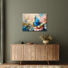 Tablou - Pictura de flori și fluturi (70x50 cm)