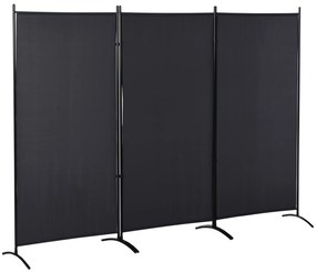 HOMCOM Paravan 3 panouri dim. 2,53L x 0,5l x 1,82H m Store lateral Ecran de protecție paravan pe suport metal Poliester | Aosom Romania