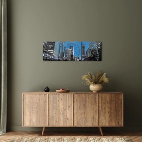 Tablou cu oraș nocturn (cu ceas) (90x30 cm)