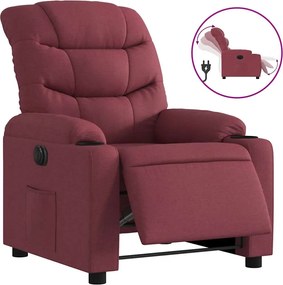vidaXL Fotoliu rabatabil electric, roșu vin, material textil