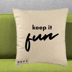 Perna Decorativa Keep It Fun, 40x40 cm, Bej, Husa Detasabila, Perna Inclusa, BEKZ®