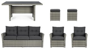 Set mobilier de grădină gri din ratan artificial pentru 6 persoane Ariel – Bizzotto