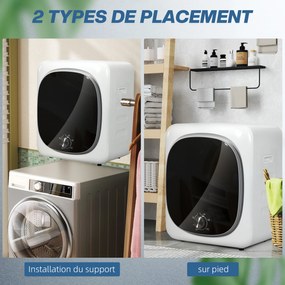 HOMCOM Uscător de rufe cu evacuare electric 800 W 4 Kg cu 5 moduri de uscare, cuva din oțel inoxidabil, încărcare frontală | Aosom Romania