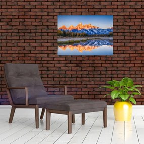 Tablou cu vârfuri de munți înzăpezăți (70x50 cm)