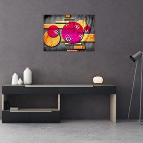 Tablou pe sticlă abstract cu simboluri istorice (70x50 cm)