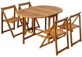 vidaXL Set mobilier de exterior pliabil, 5 piese, lemn masiv de acacia