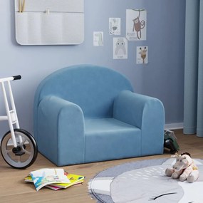 341789 vidaXL Canapea pentru copii, albastru, pluș moale