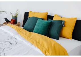 Pat matrimonial negru/în culoare naturală din lemn masiv de stejar 140x200 cm Fawn – Gazzda