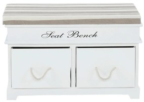 Bancă cu pernă, 2 sertare, alb/maro deschis, SEAT BENCH 1 NEW
