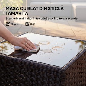 Outsunny Set Modular de Grădină din Rattan cu Perne, Canapea de Colț Gri, 5 Piese | Aosom Romania