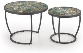 Set 2 mese de cafea Ines marmura verde/negru
