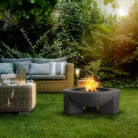 Focar portabil cu grătar, 79,5 x 38 cm, negru/granit închis