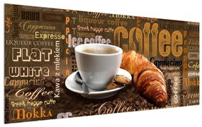 Tablou cu ceașca de cafea și croissanți (120x50 cm), în 40 de alte dimensiuni noi