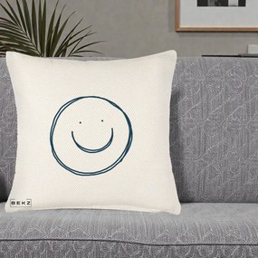 Perna Decorativa Smile Desen Minimalist, 40x40 cm, Crem Reliefat, Husa Detasabila, Perna Inclusa, BEKZ®