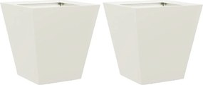 vidaXL Jardiniere de grădină, 2 buc., alb, 30x30x30 cm, oțel