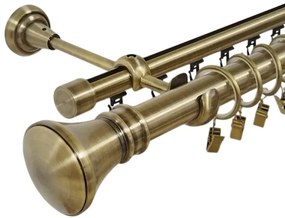 Galerie dubla Luxor, teava neteda si profil,grosime 25 si 19mm, aur antic (Alege marime: 400 cm)