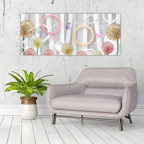 Tablou abstract cu păpădii (120x50 cm)