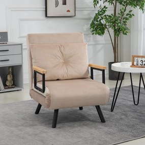 HOMCOM Canapea Extensibilă cu Spătar Reglabil pe 5 Nivele, Canapea Pat Individuală Pliabilă cu Perne, 63x73x81 cm, Negru | Aosom Romania