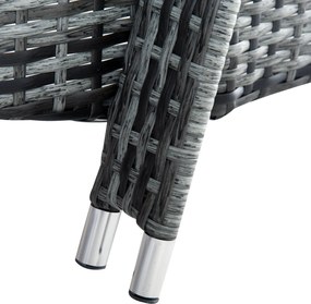 Outsunny Set 2 Sezlonguri si 1 Masuta de Gradina in Poli ratan Gri cu Saltea Captusita si Roti | Aosom Romania