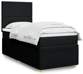 3291906 vidaXL Pat box spring cu saltea, negru, 90x190 cm, textil