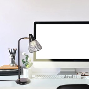 Veioza, lampa de masa design industrial Fanny negru, auriu