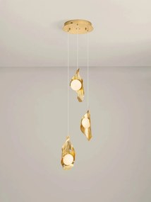 Lustra cu 3 pendule LED otel auriu si sticla MALORY