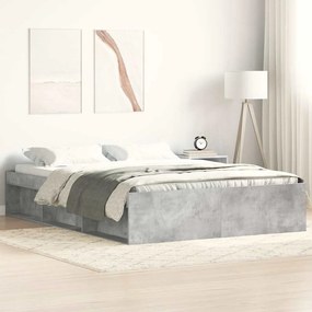 vidaXL Cadru de pat king size, gri beton, 150x200 cm
