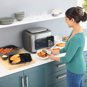 Multicooker Ninja Combi All In One 12in1 SFP700EU, 1780W, 12.5 L, 40-240°C, 12 programe, Gatit combinat, SmartSwitch, Argintiu