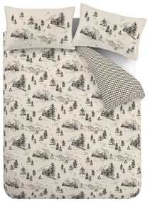 Lenjerie de pat bej din flanelă pentru pat dublu, extinsă 230x220 cm Alpine Vilage – Catherine Lansfield